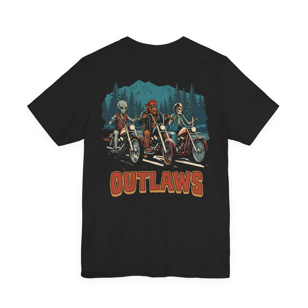 Outlaws Biker Tee — Retro Skull Motorcycle Graphic T-Shirt